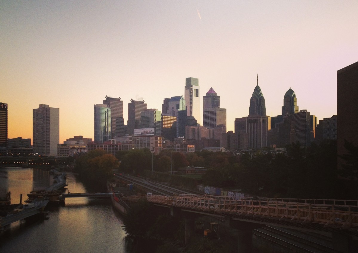 The Philadelphia skyline from the South Street Bridge